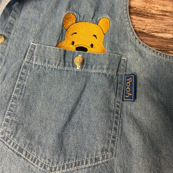 Disney | VGUC Vintage! Winnie the Pooh Blue Denim Vest Shirt, Large - Picture 3 of 7